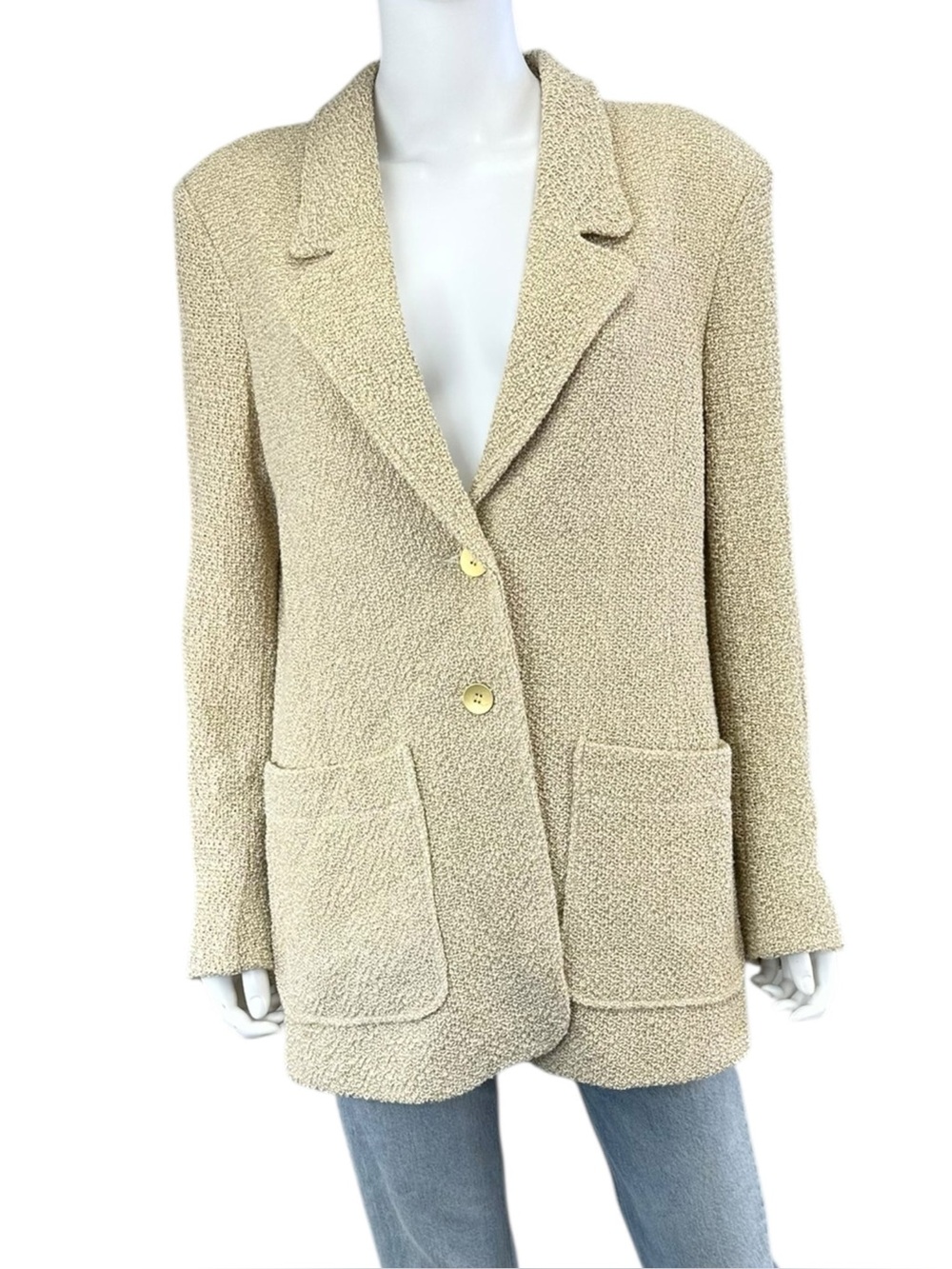 Iris Setlakwe Tan Linen Knit Blazer Size 12 N0795